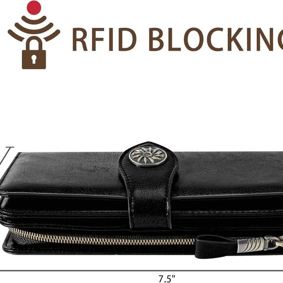 Elegant Black Leather Wristlet - Picture 4 of 6